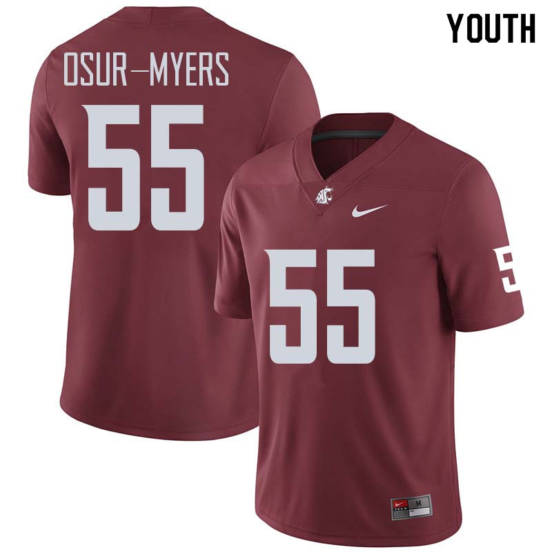 Youth #55 Noah Osur-Myers Washington State Cougars College Football Jerseys Sale-Crimson - Click Image to Close